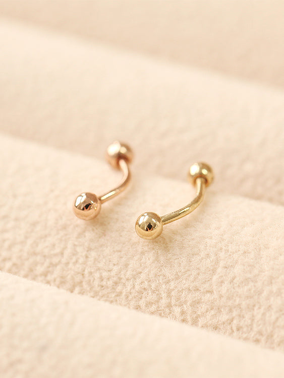 14K Gold Simple Ball Cartilage Earring 18G16G