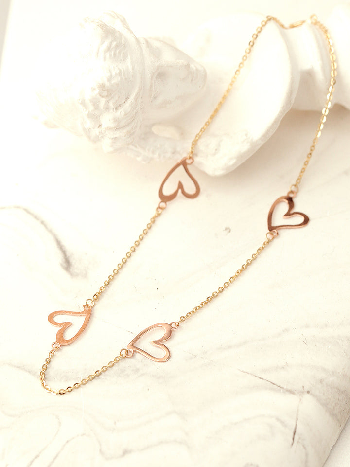 14K Gold Lovely Heart Chain Anklet Bracelet