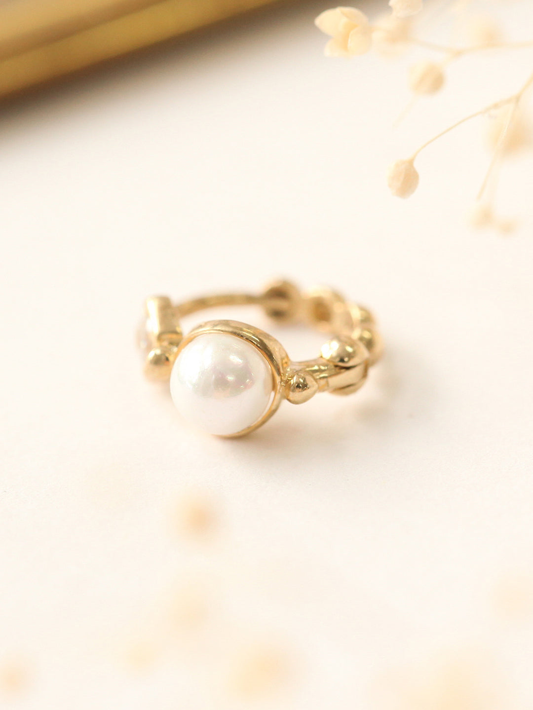 14K Gold Pearl Hoop Earring