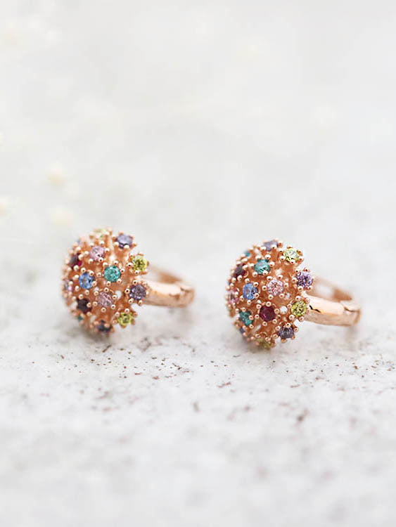 14K Gold Multi Color Hoop Earring