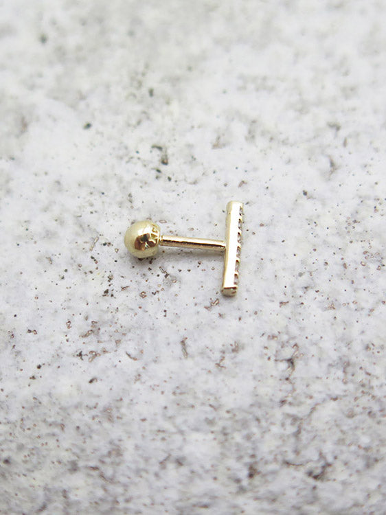 14K Gold CZ Stick Cartilage Earring S,L 18G16G