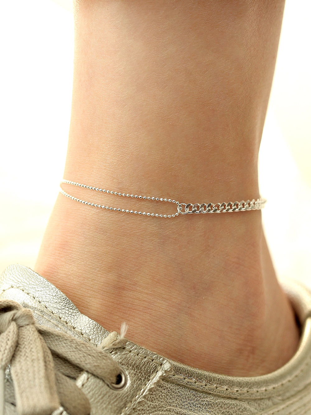 925 Silver 2 Balls Chain Anklet