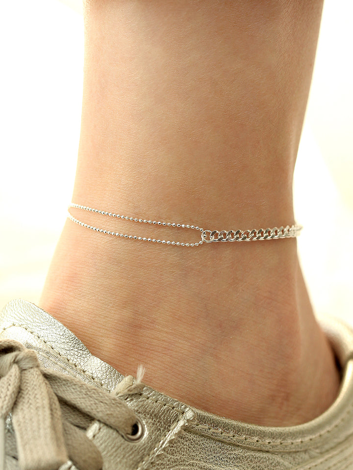 925 Silver 2 Balls Chain Anklet