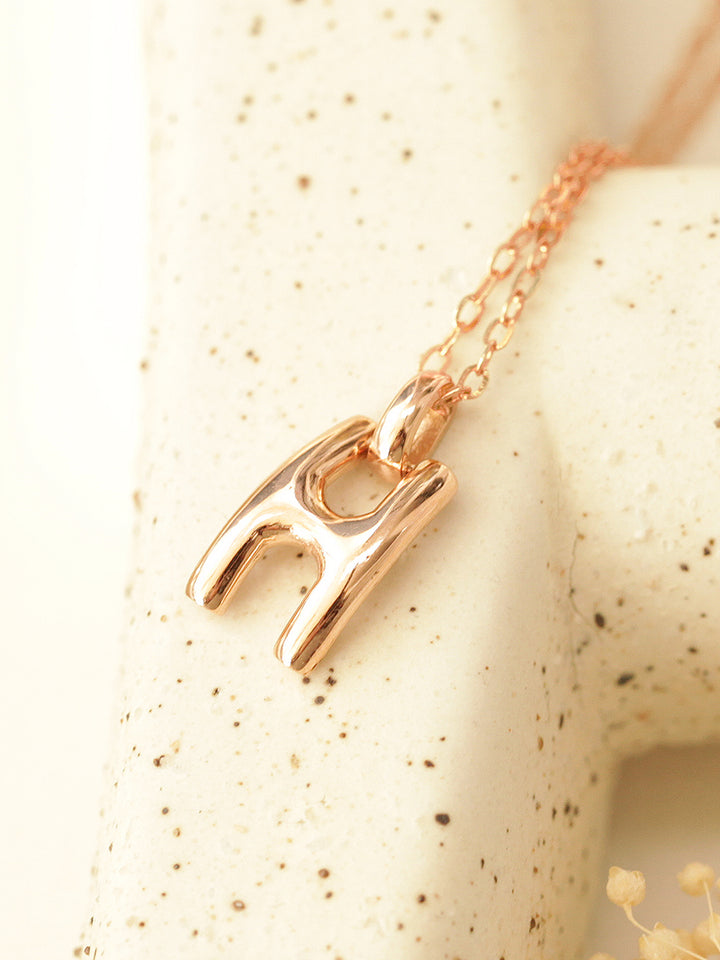 14K 18K Gold Glossy H Necklace