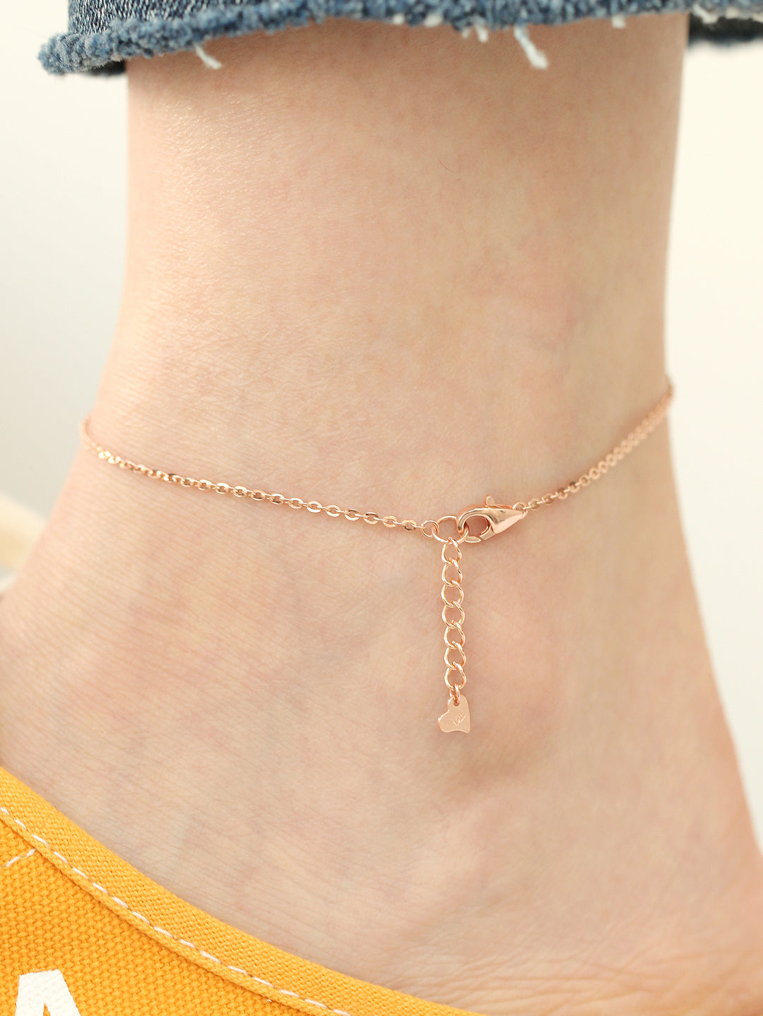 14K 18K Gold Heart Cubic Ball Chain Anklet