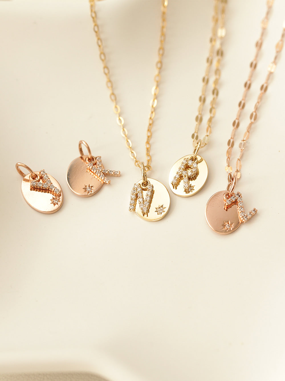 14K 18K Gold Coin Initial Necklace