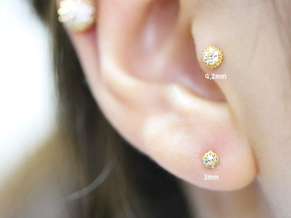 Pave Cubic ball Cartilage earring