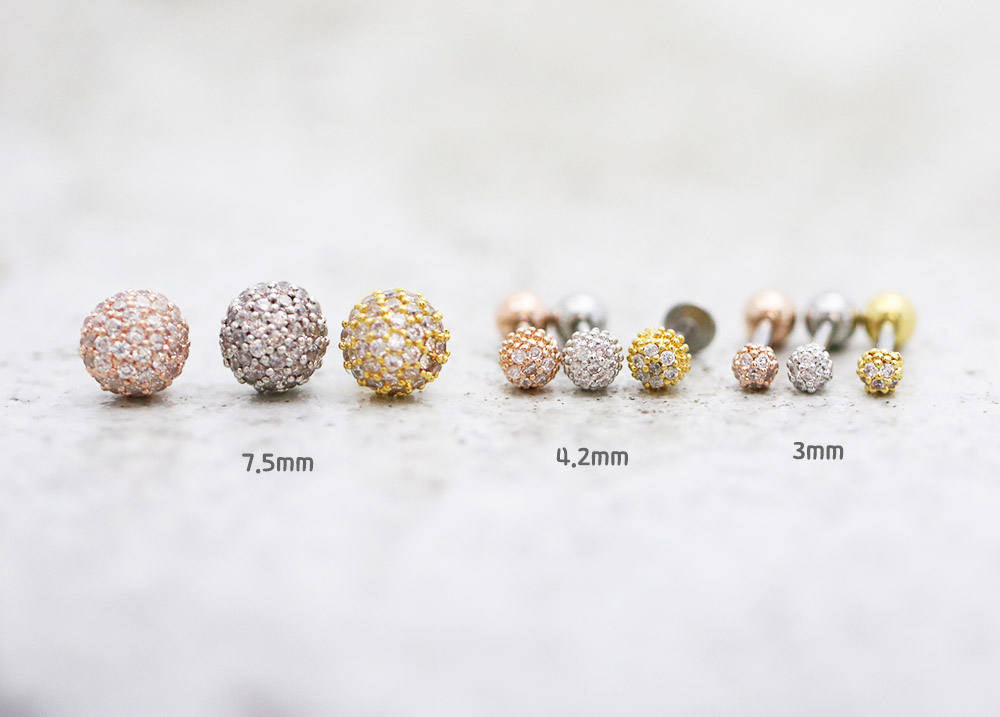 Pave Cubic ball Cartilage earring