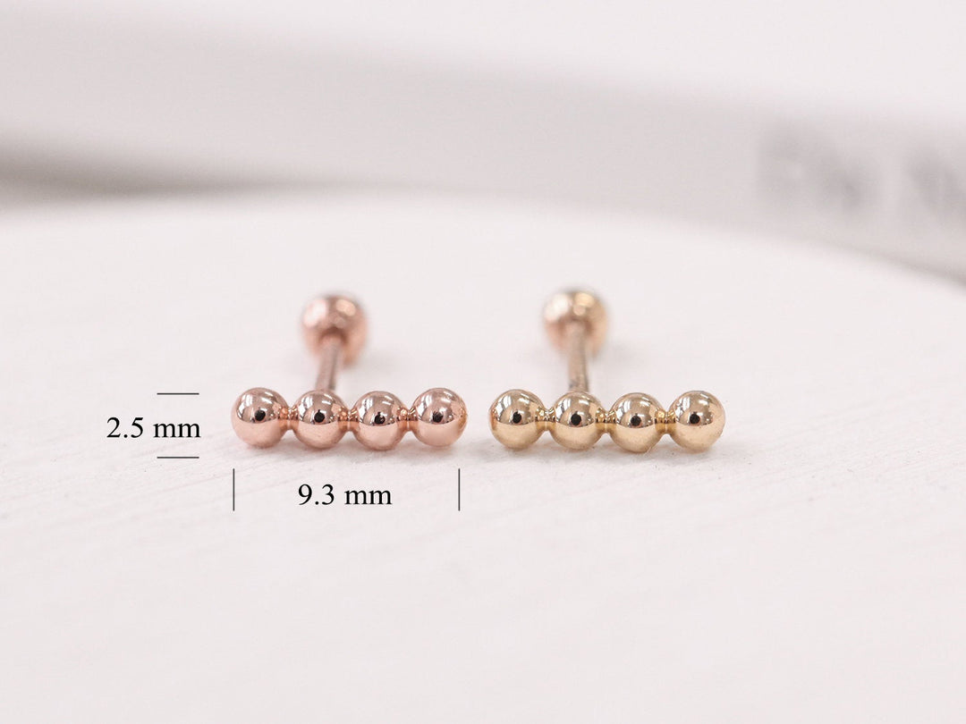 14K Gold Ball Stick Cartilage Earring 18G16G