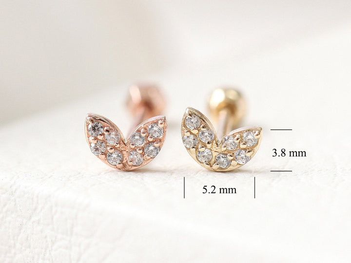 14K Gold Sprout Rook Piercing 18G16G