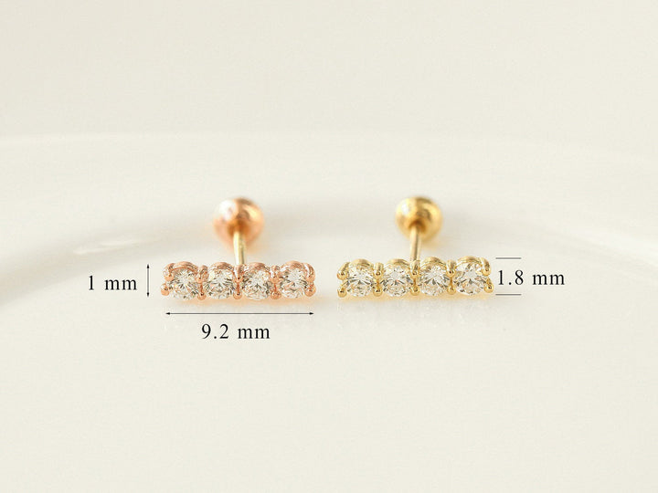 14K Gold Cubic Stick Cartilage earring 20g