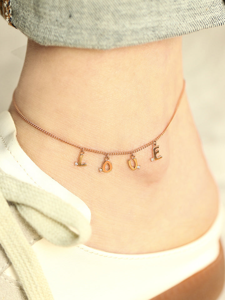 14K 18K gold Love anklet