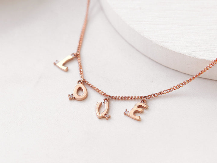 14K 18K gold Love anklet