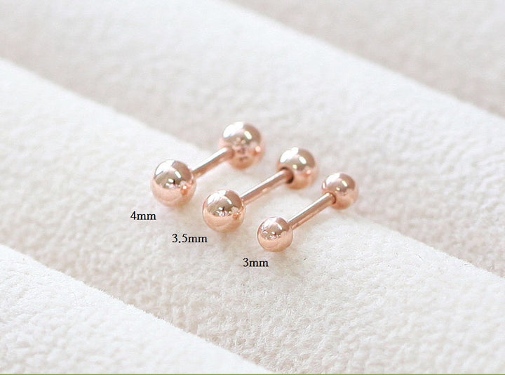 14K Gold Simple Ball Cartilage Earring 18G16G