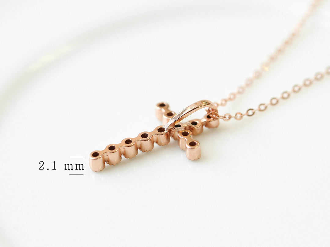 14K 18K Gold Cubic Cross Necklace