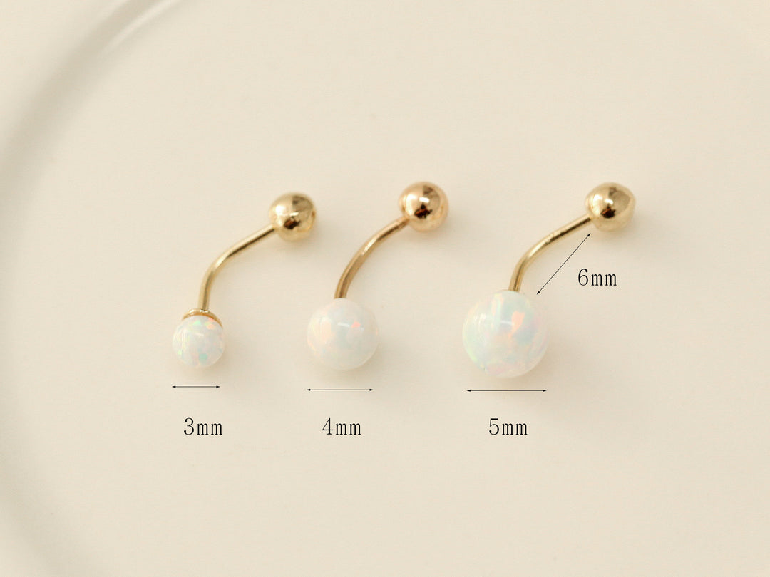 14K Gold Opal curved bar rook piercing 20g18g