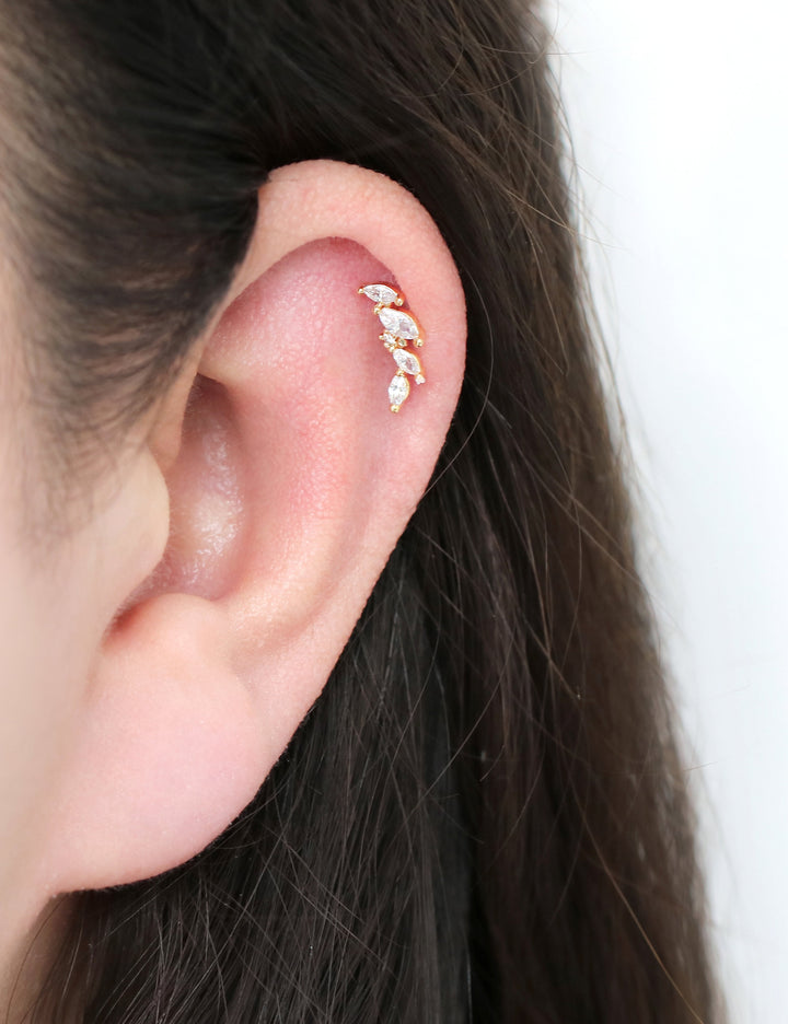 CZ Leaf Cartilage earring