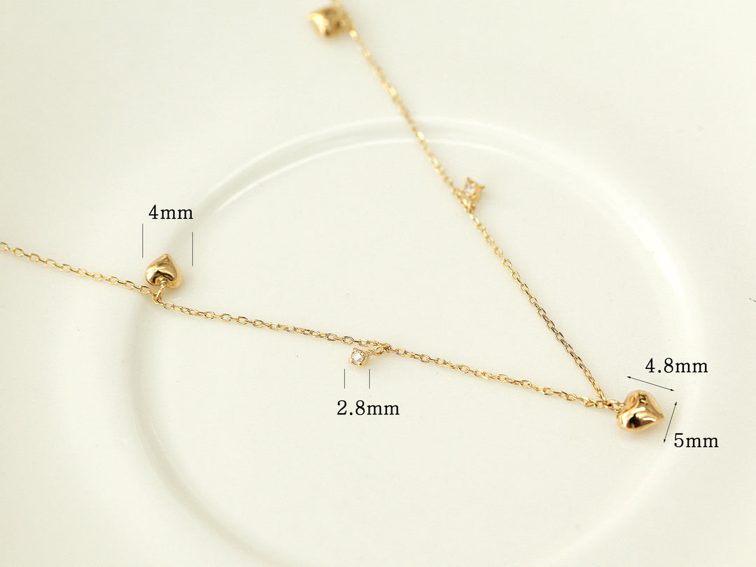 14K Gold Dainty Heart Necklace