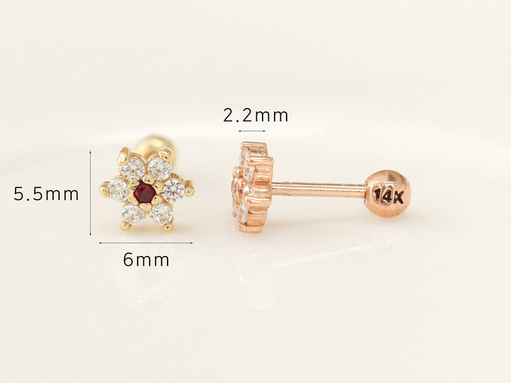 14K gold Lovely Flower Cartilage Earring - M 18g16g