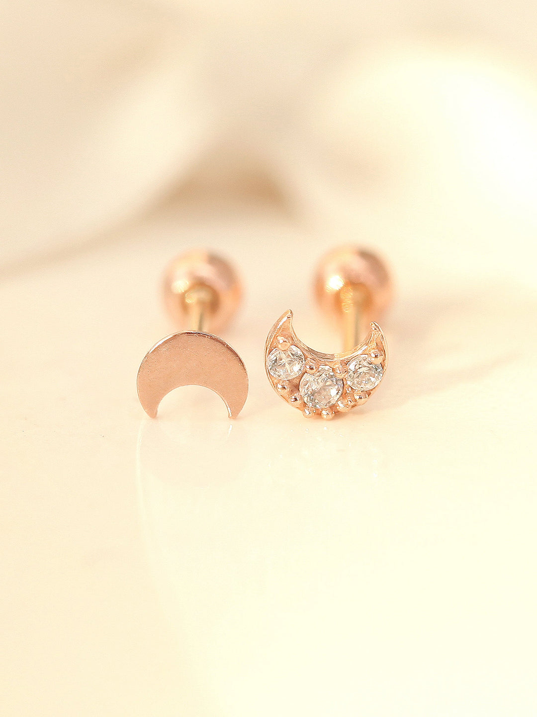 14K gold tiny crescent Cartilage earring 20g