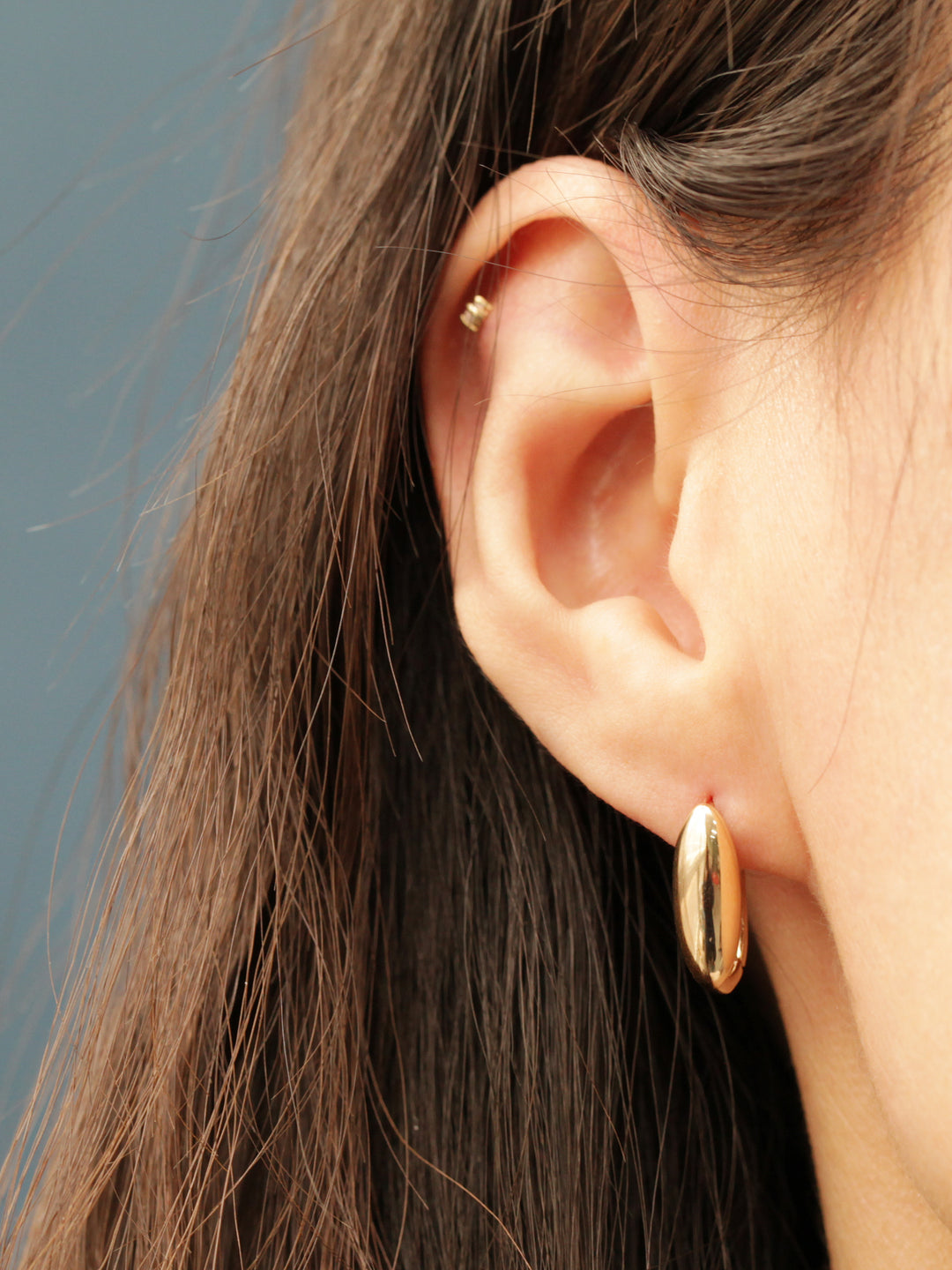 14K Gold Tear Drop Hoop Earring