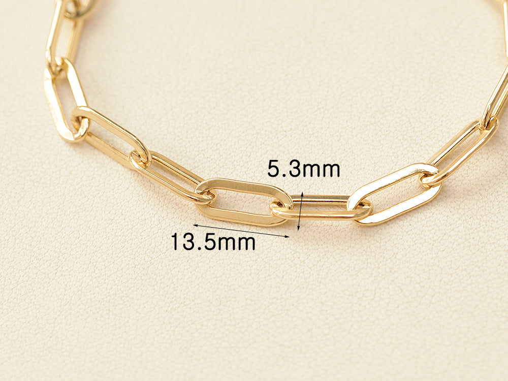 14K Gold Daily Clip Hollow Chain Bracelet (M)