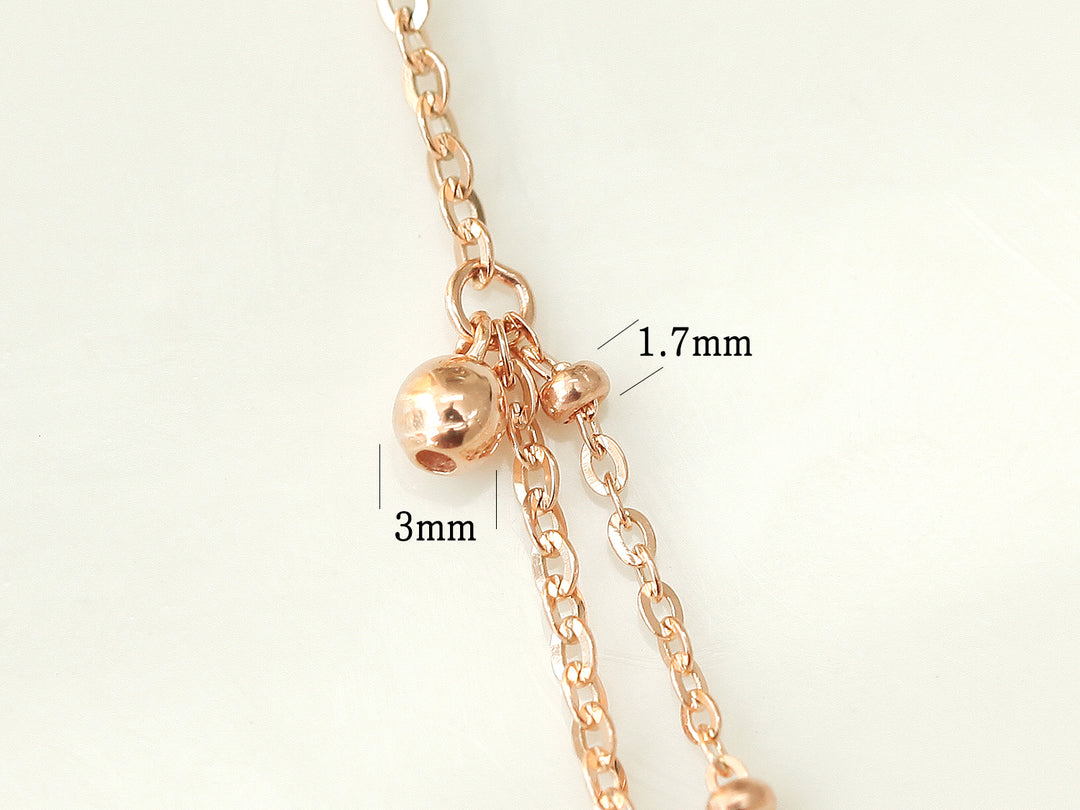 14K 18K Gold Heart Cubic Ball Chain Anklet