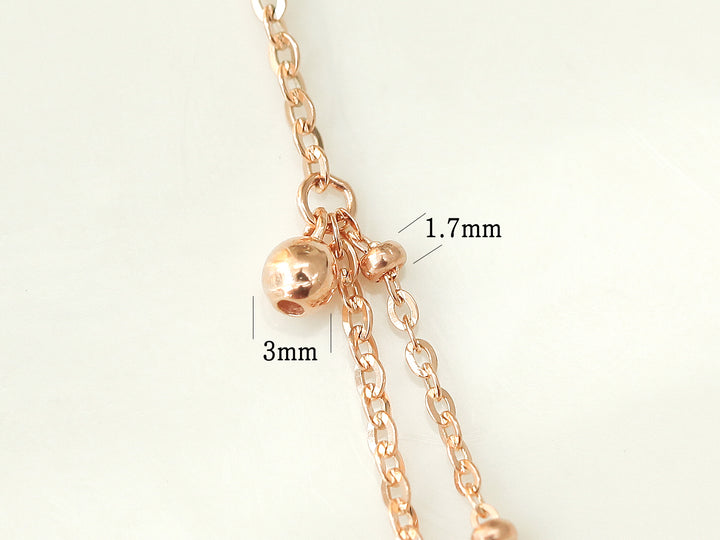 14K 18K Gold Heart Cubic Ball Chain Anklet