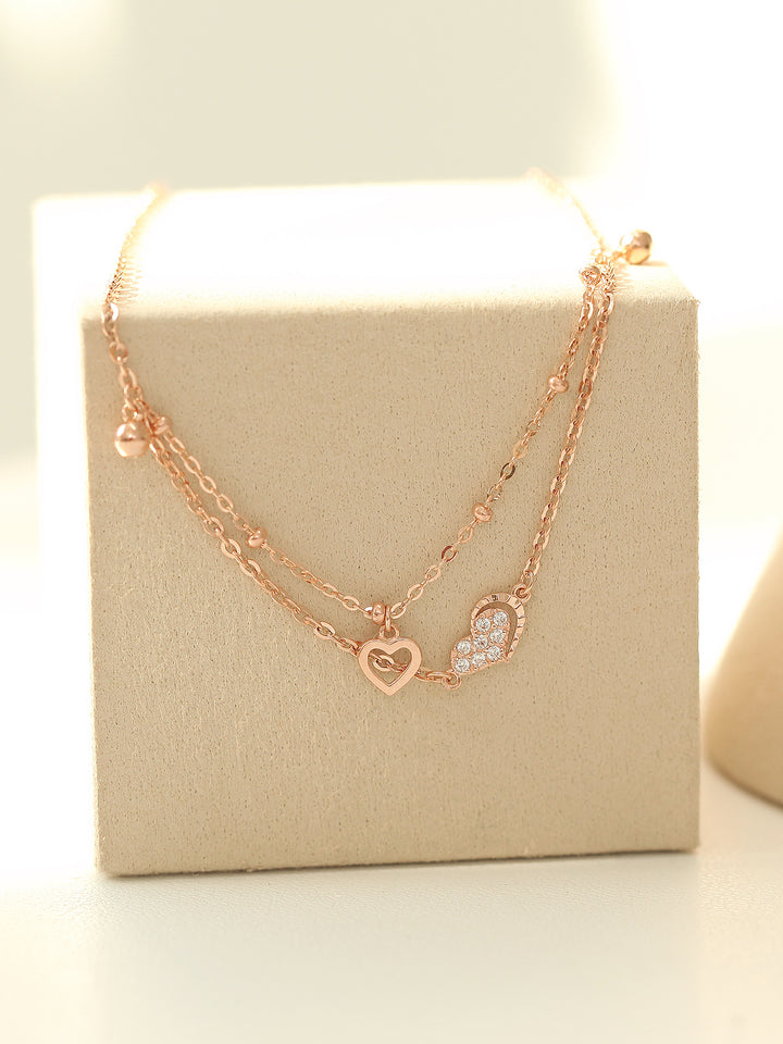 14K 18K Gold Heart Cubic Ball Chain Anklet