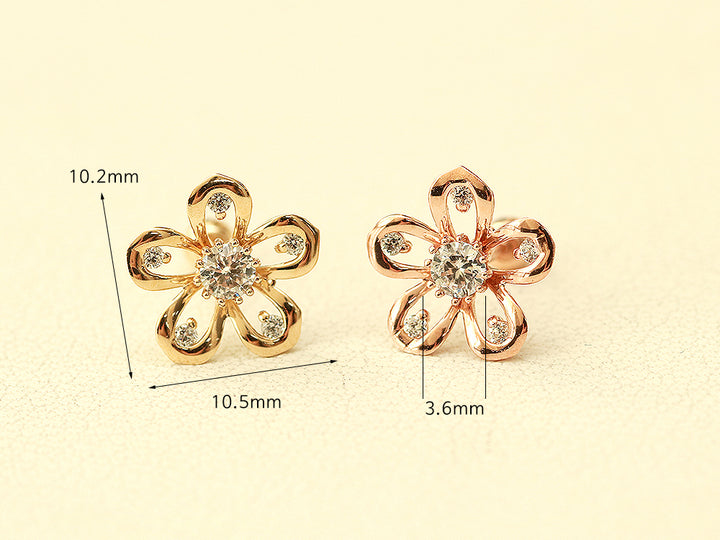 14K Gold glossy Flower Cartilage Earring 20g18g