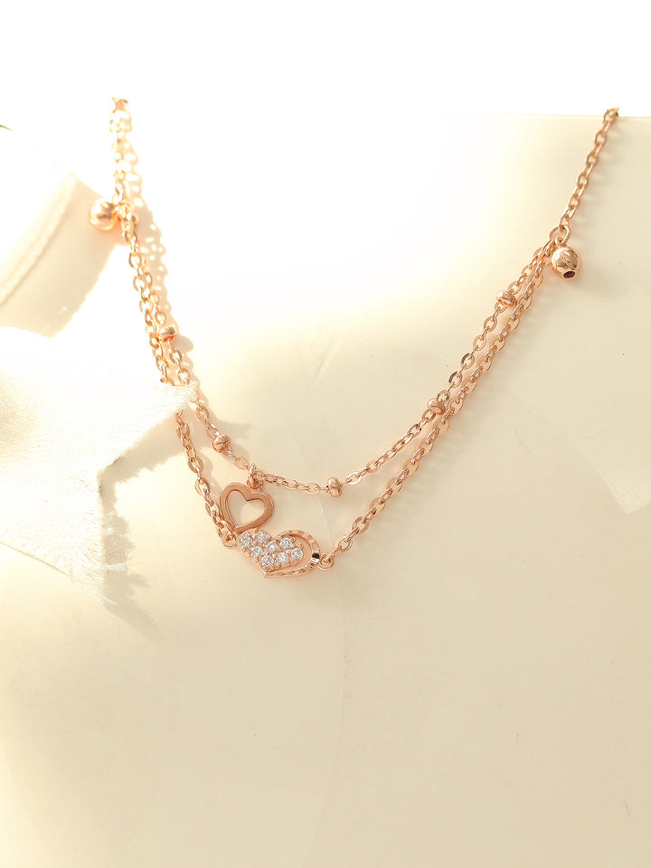 14K 18K Gold Heart Cubic Ball Chain Anklet