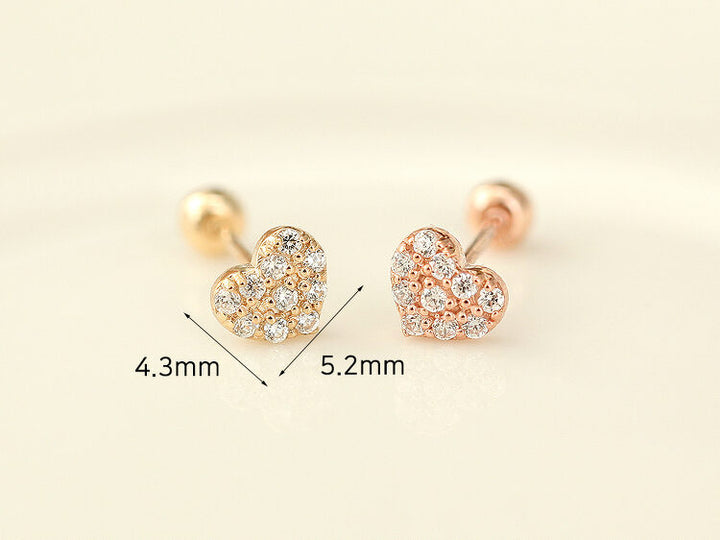 14K Gold Mini Volume Cubic Heart cartilage earring 20g